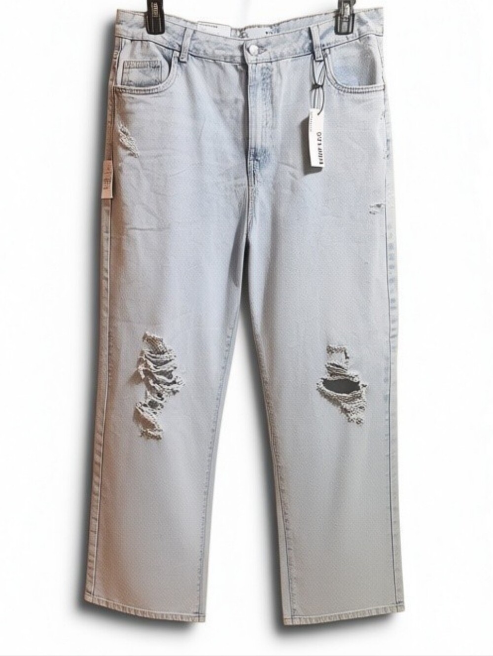 refuge Light Wash Distressed Wide Leg Jambe Women's Jeans